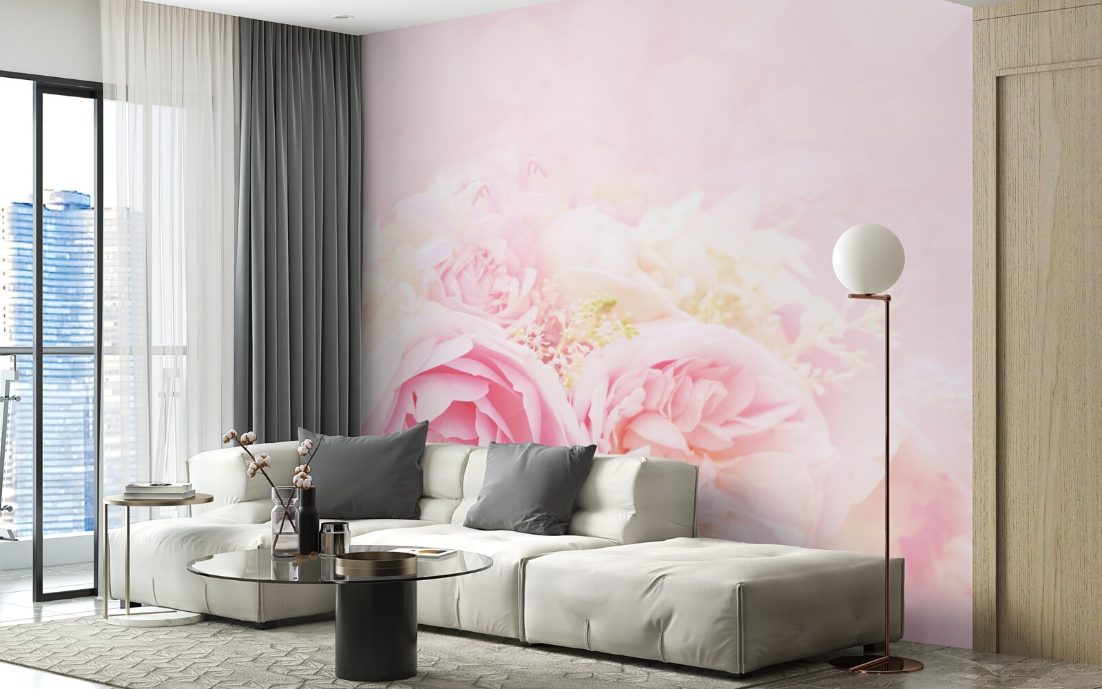 Papier peint peony pink rose set