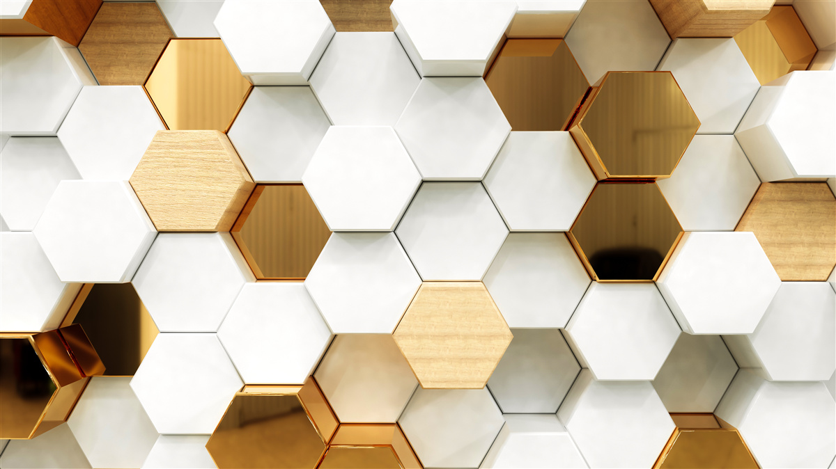 Papier peint hexagones lumineux avec différents contenus