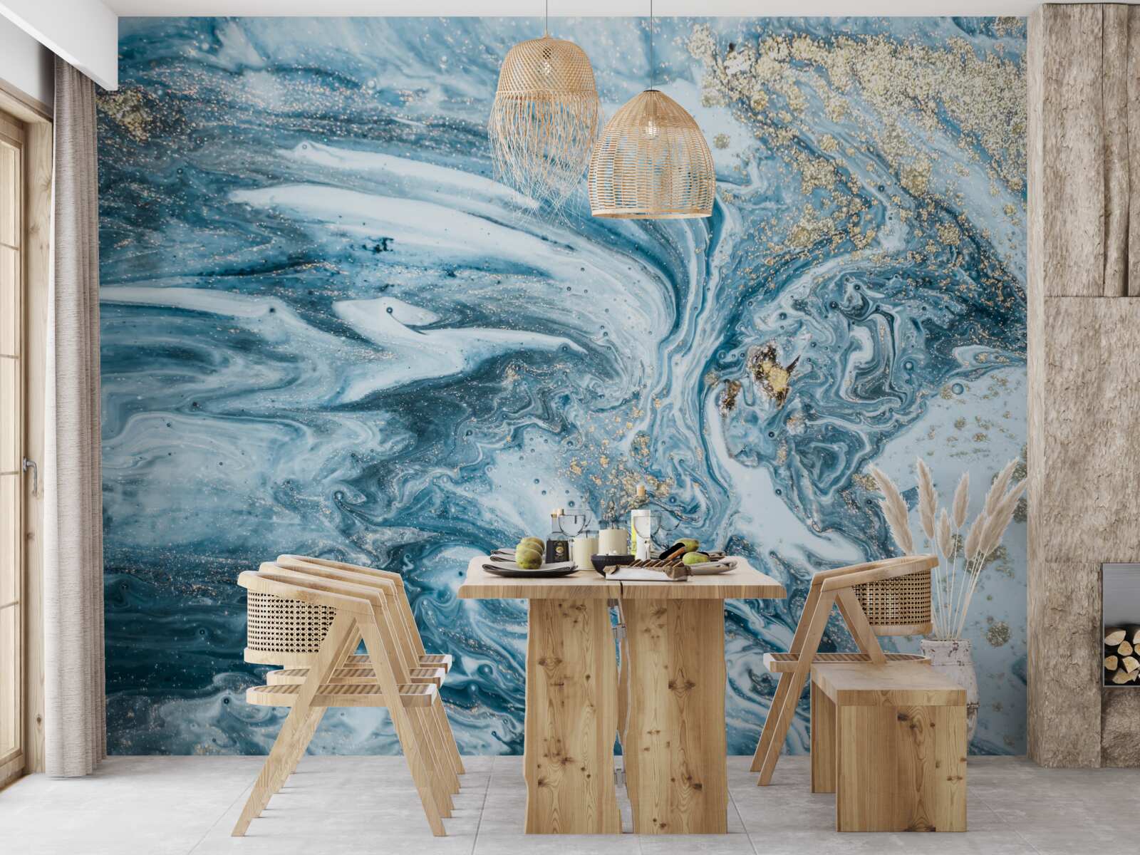 Papier peint liquide bleu turc