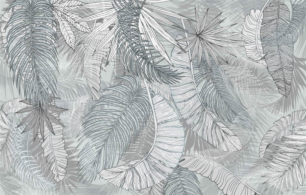 Papier peint feuilles de végétation tropicale