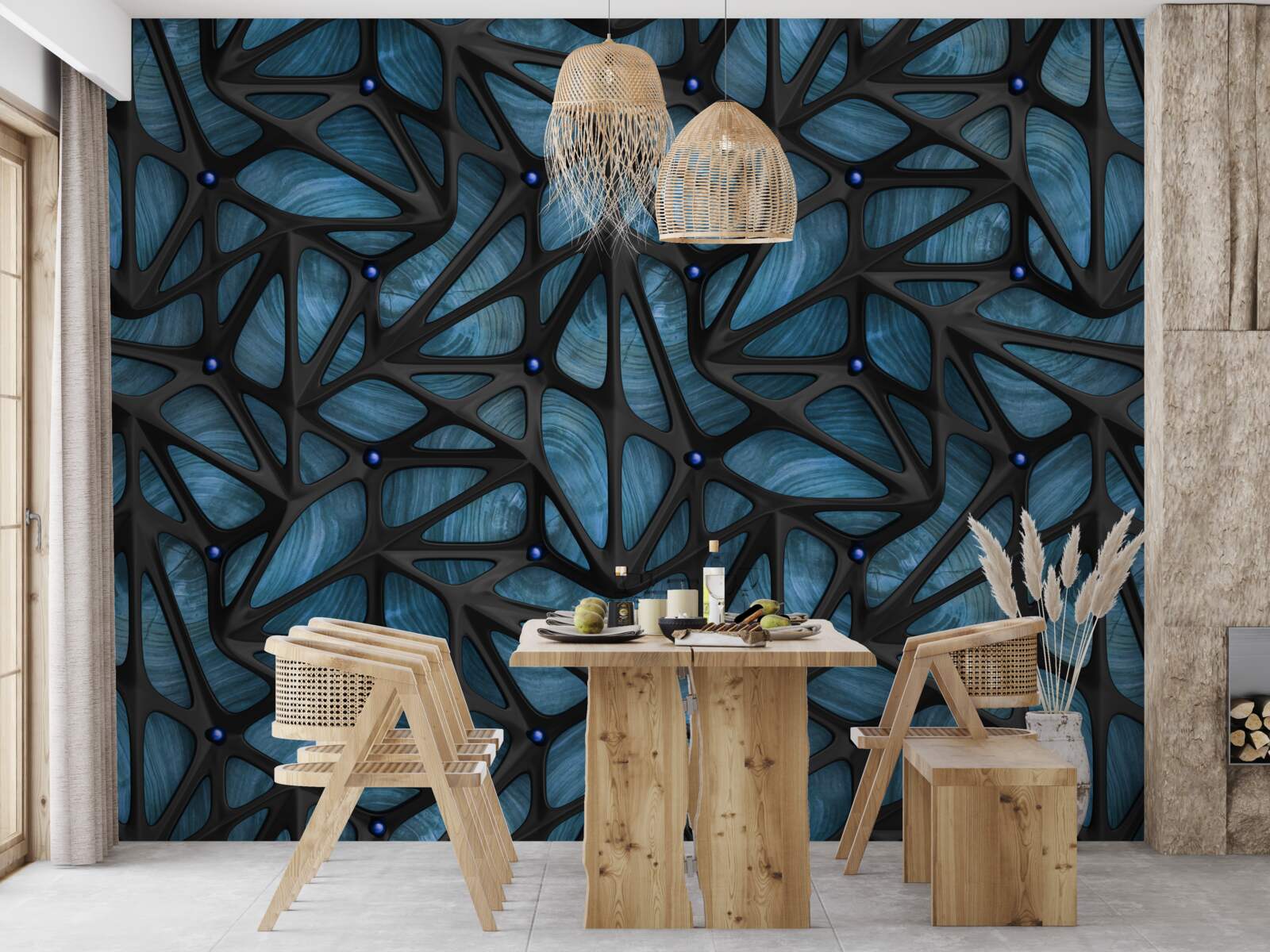 Papier peint Le clair de lune illumine la forêt nocturne couverte de feuilles