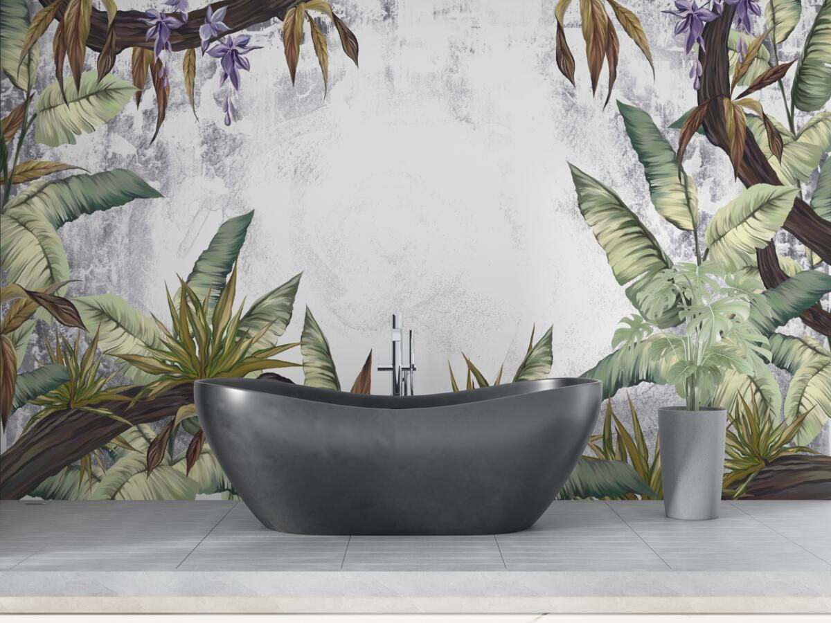 Papier peint les feuilles de la flore tropicale sont vertes