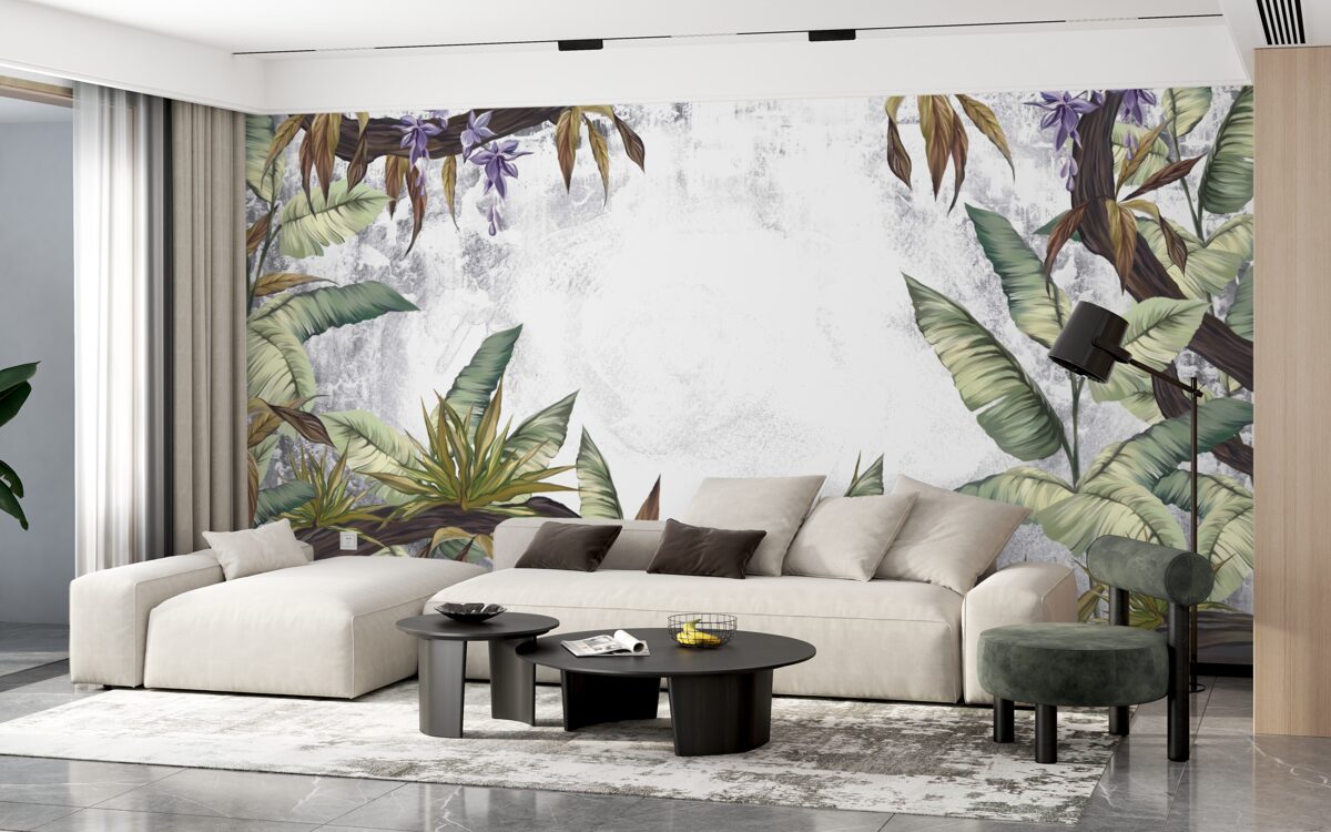 Papier peint les feuilles de la flore tropicale sont vertes