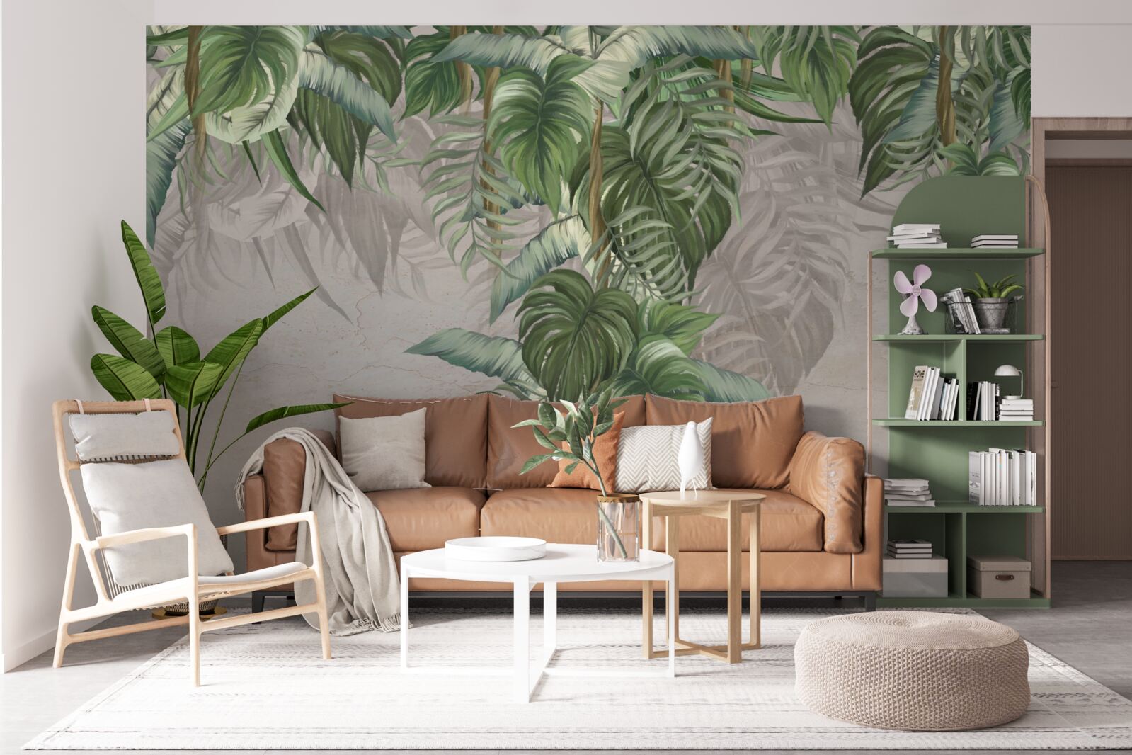 Papier peint les feuilles de la grande monstera recherchent l'humidité