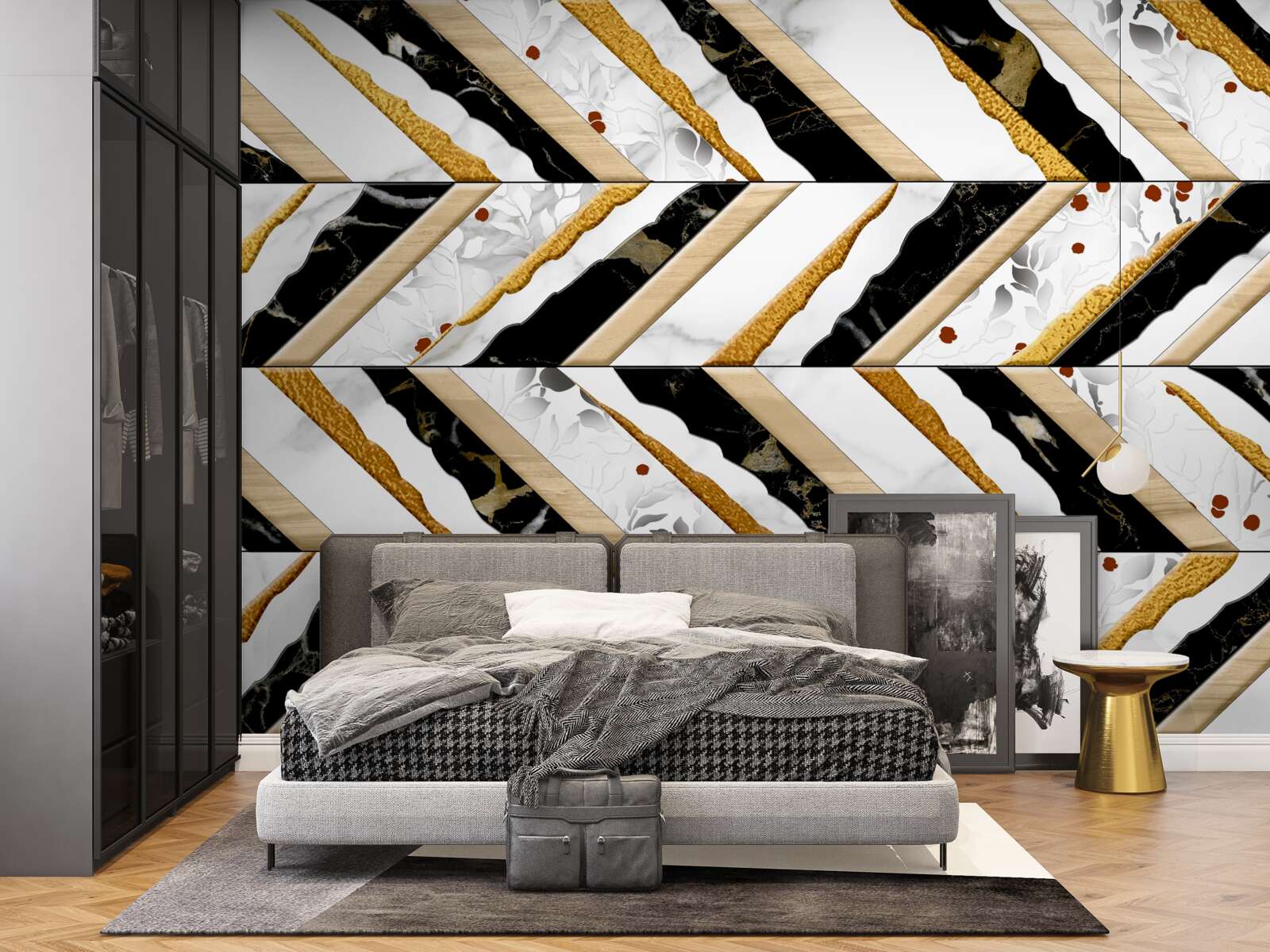 Papier peint des lignes éblouissantes dansent en zigzag dans l'image du miroir