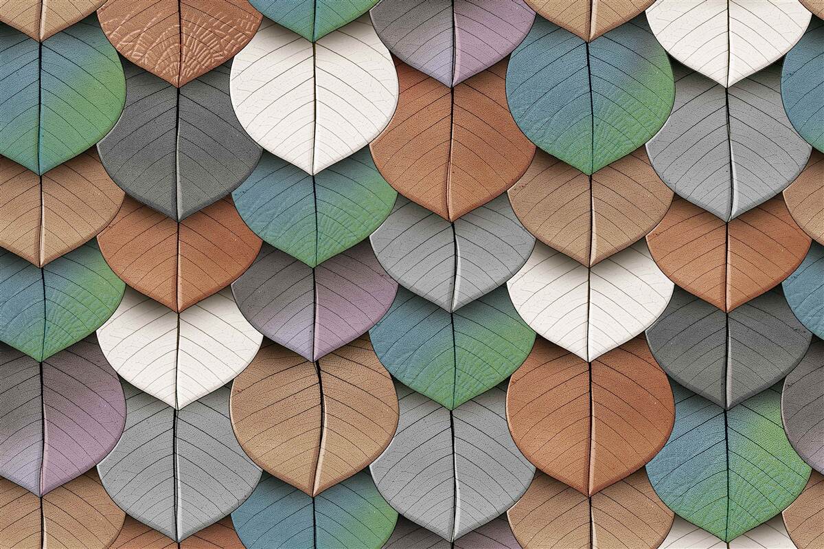 Papier peint abstraction automnale de feuilles et de fleurs