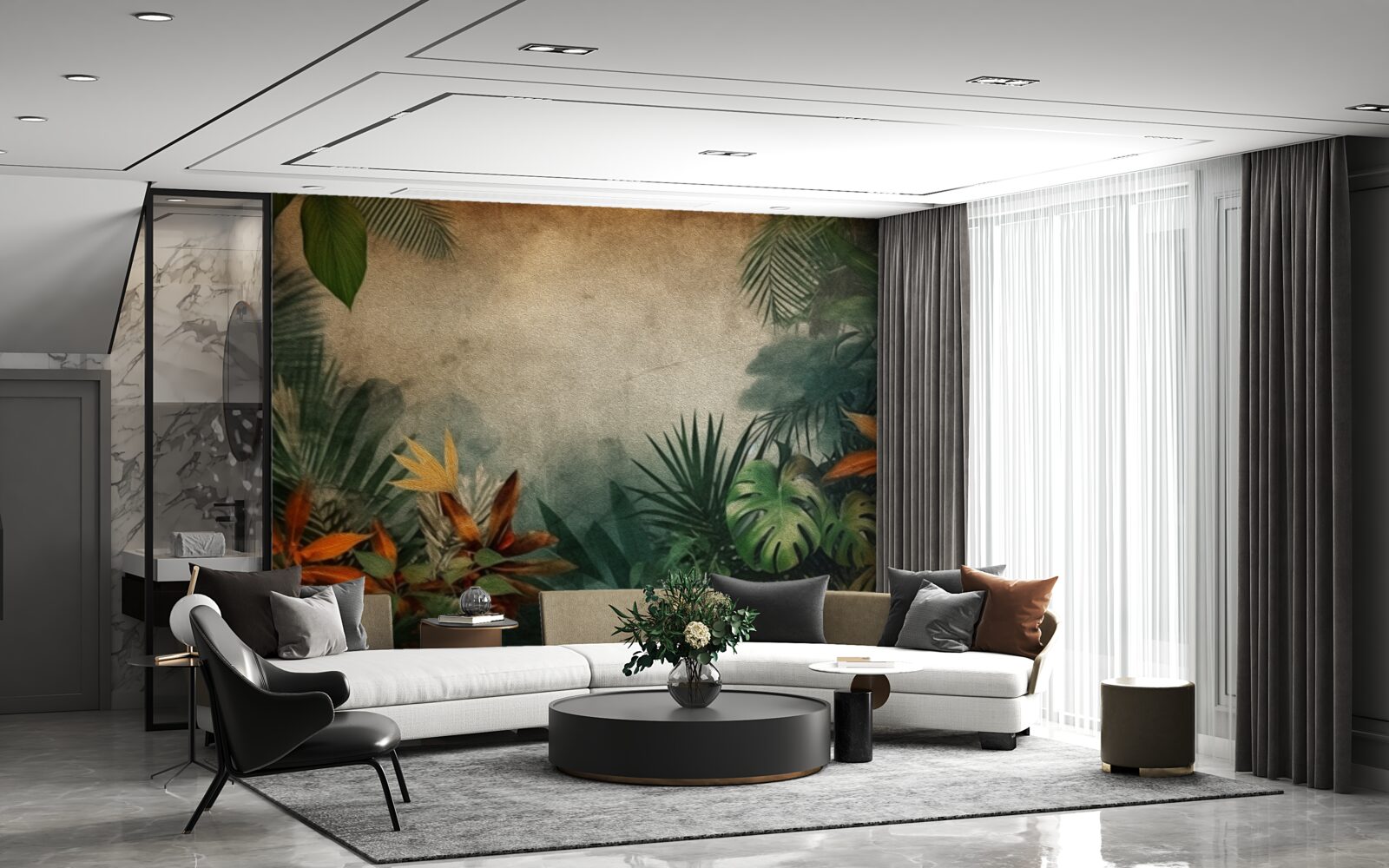 Papier peint pluie dans une jungle tropicale
