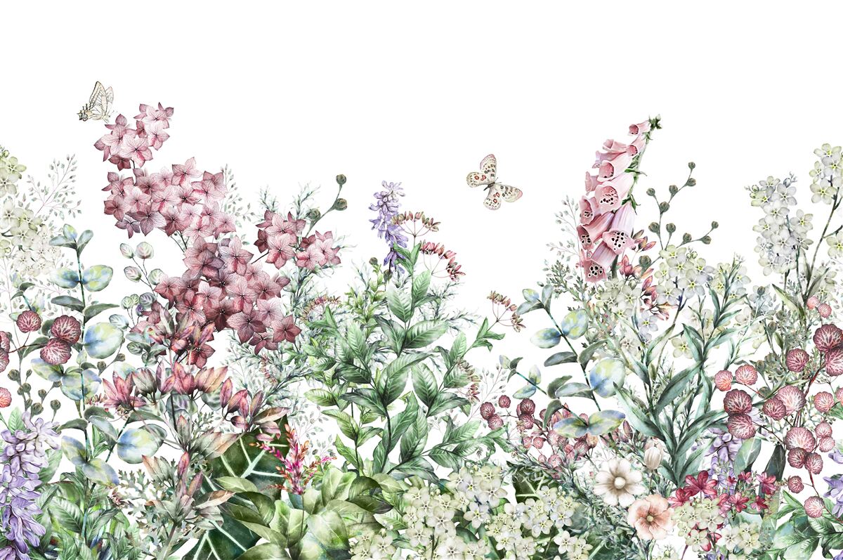Papier peint un champ de prairie, agréable à l'œil avec ses couleurs vives