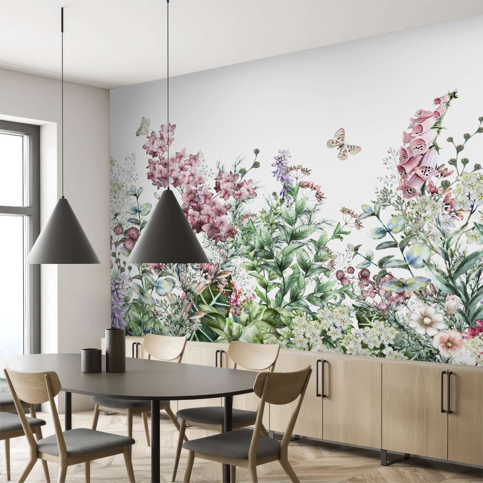 Papier peint un champ de prairie, agréable à l'œil avec ses couleurs vives