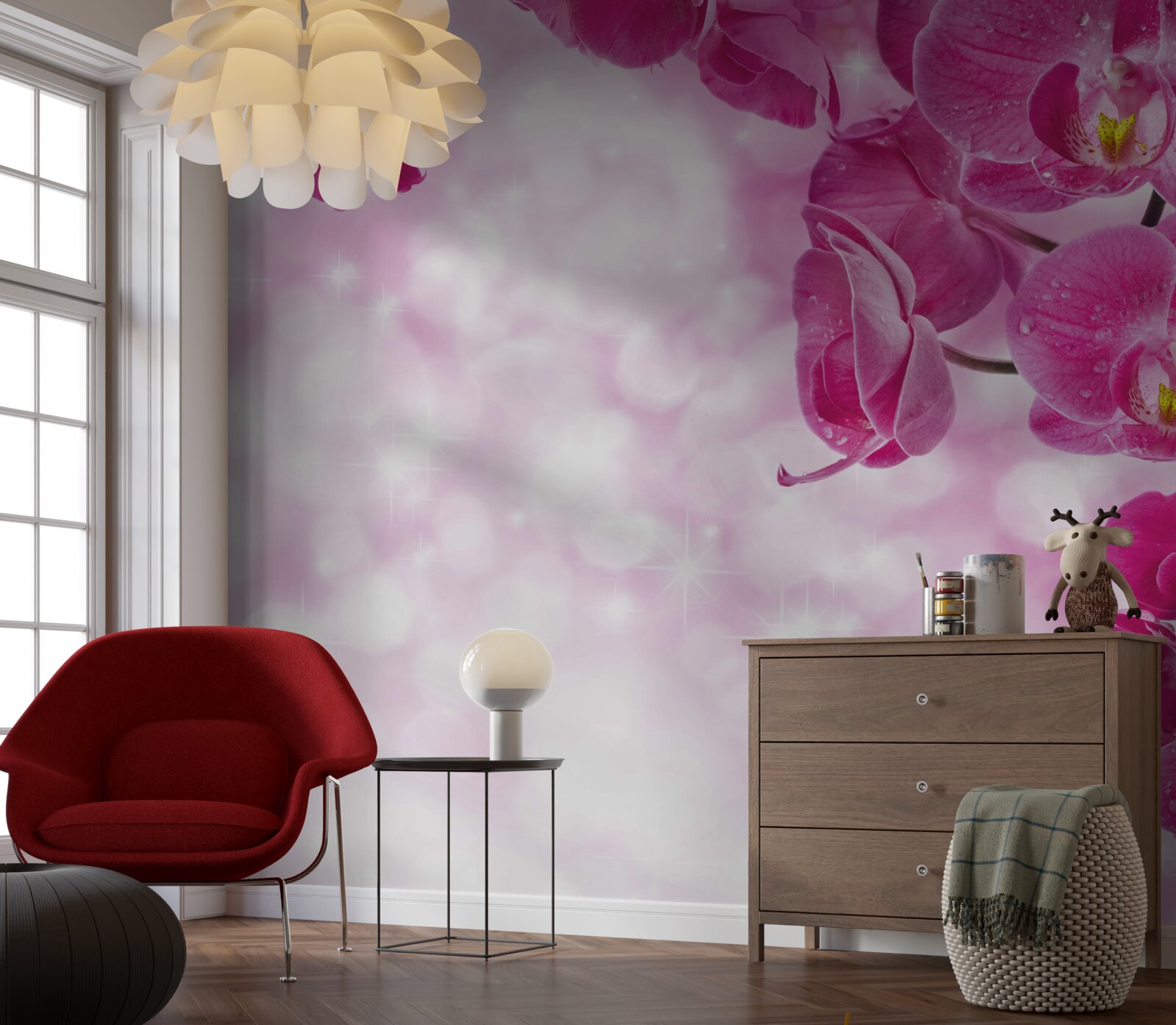 Papier peint orchidée avec une délicate teinte lilas