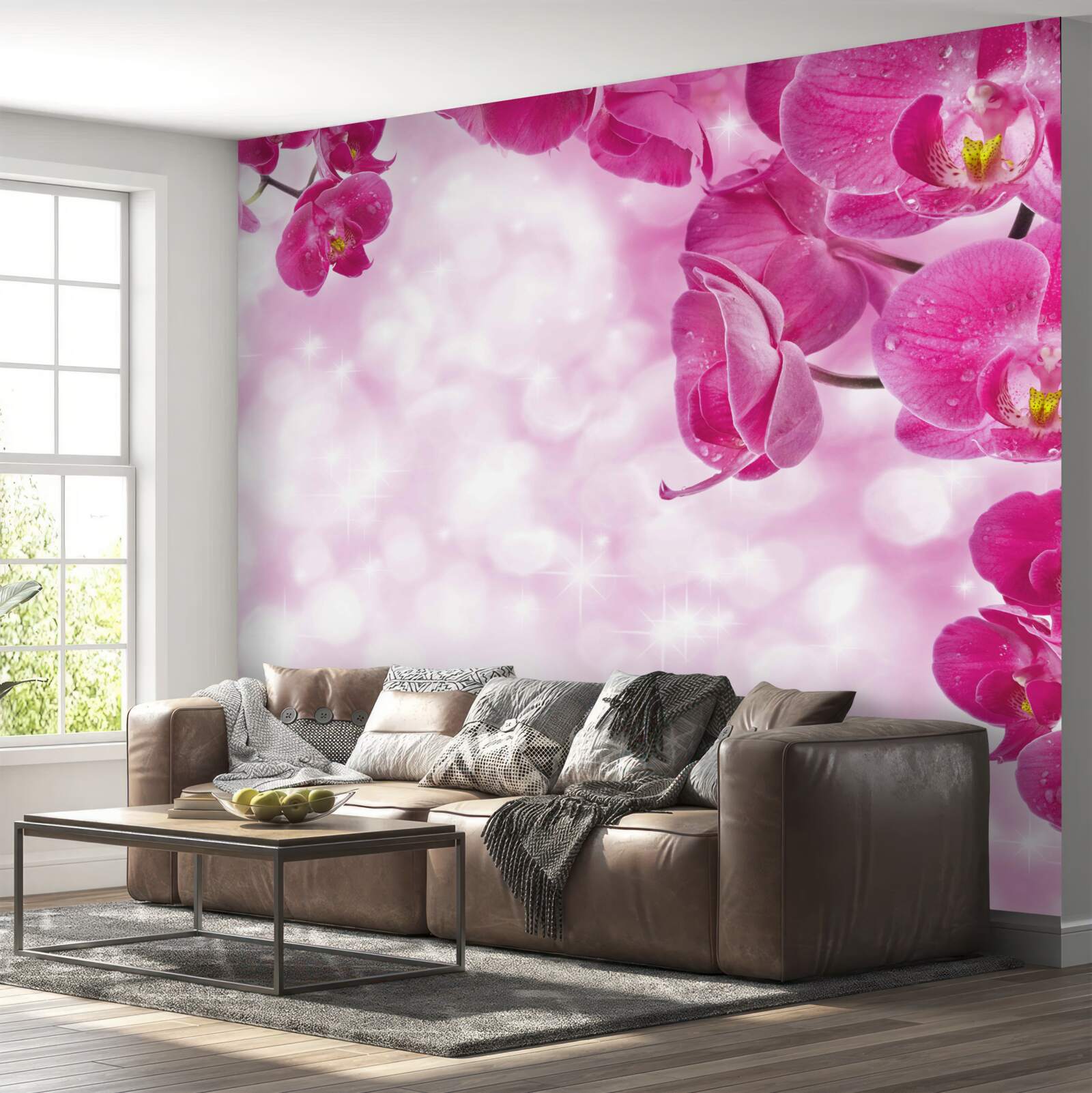 Papier peint orchidée avec une délicate teinte lilas