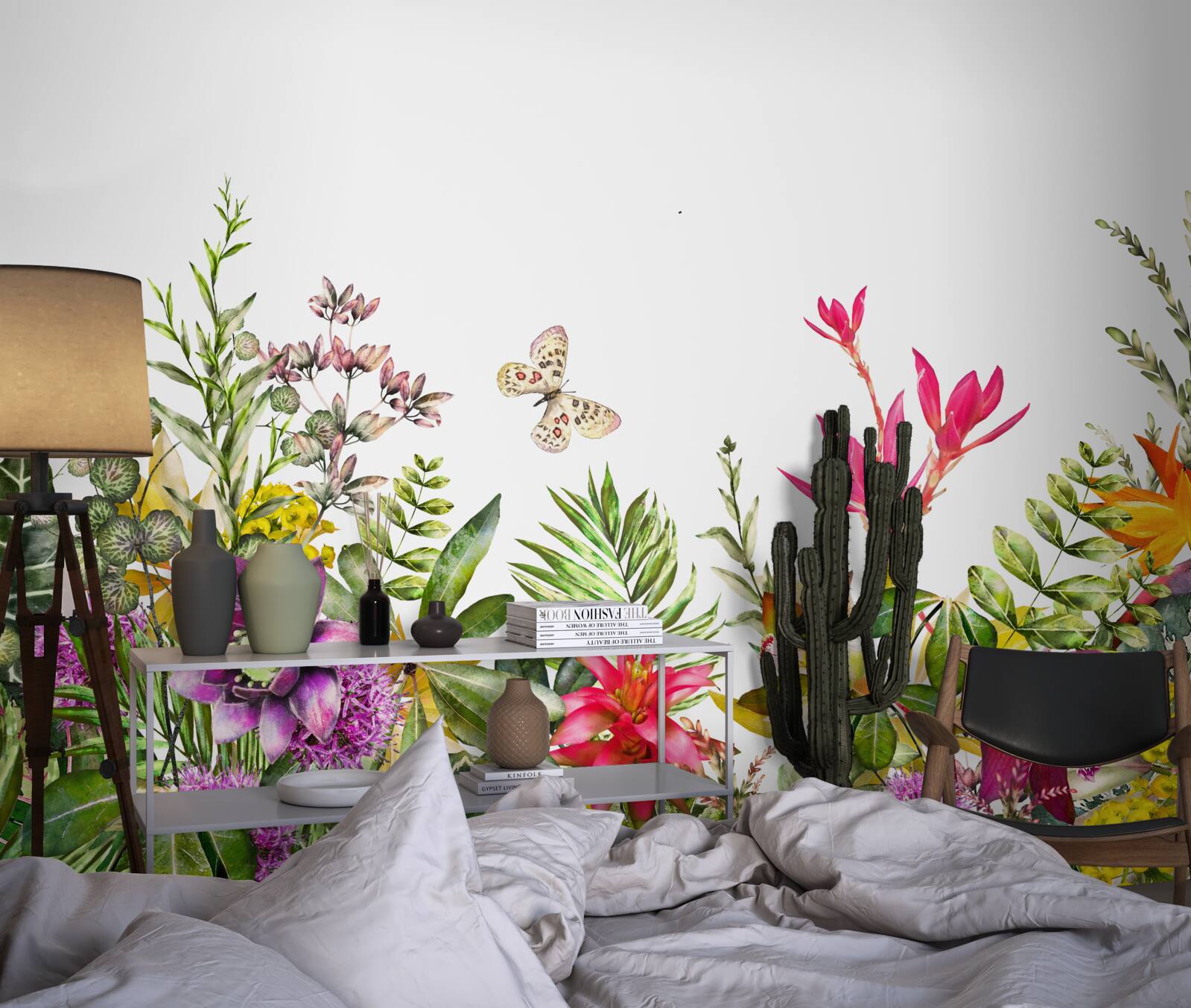 Papier peint plantes tropicales aux couleurs estivales vives