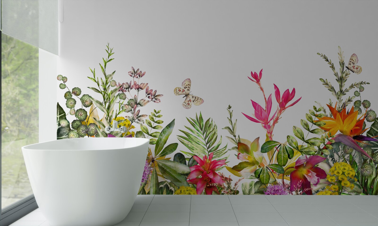 Papier peint plantes tropicales aux couleurs estivales vives