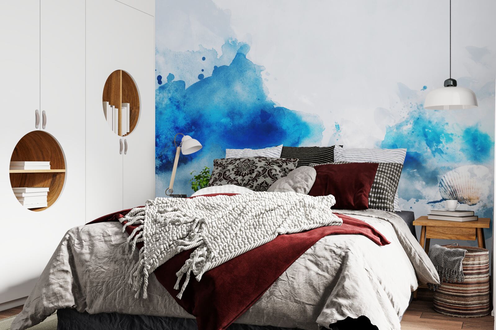 Papier peint légère tache de bleu sur toile claire