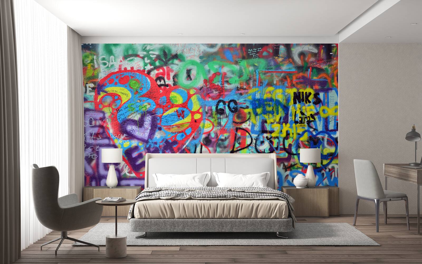 Papier peint graffiti sur un mur