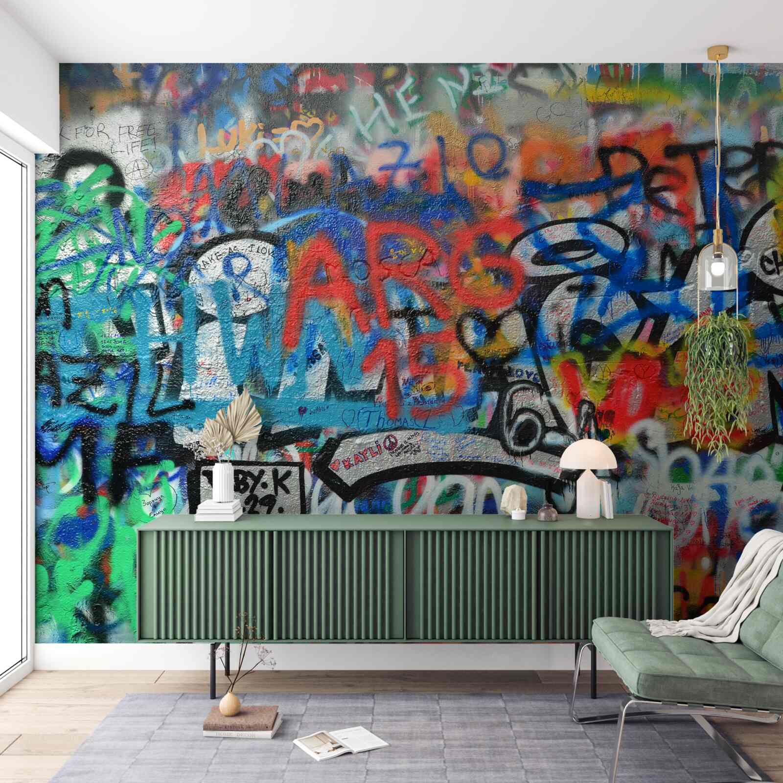 Papier peint Mur décoré de graffitis