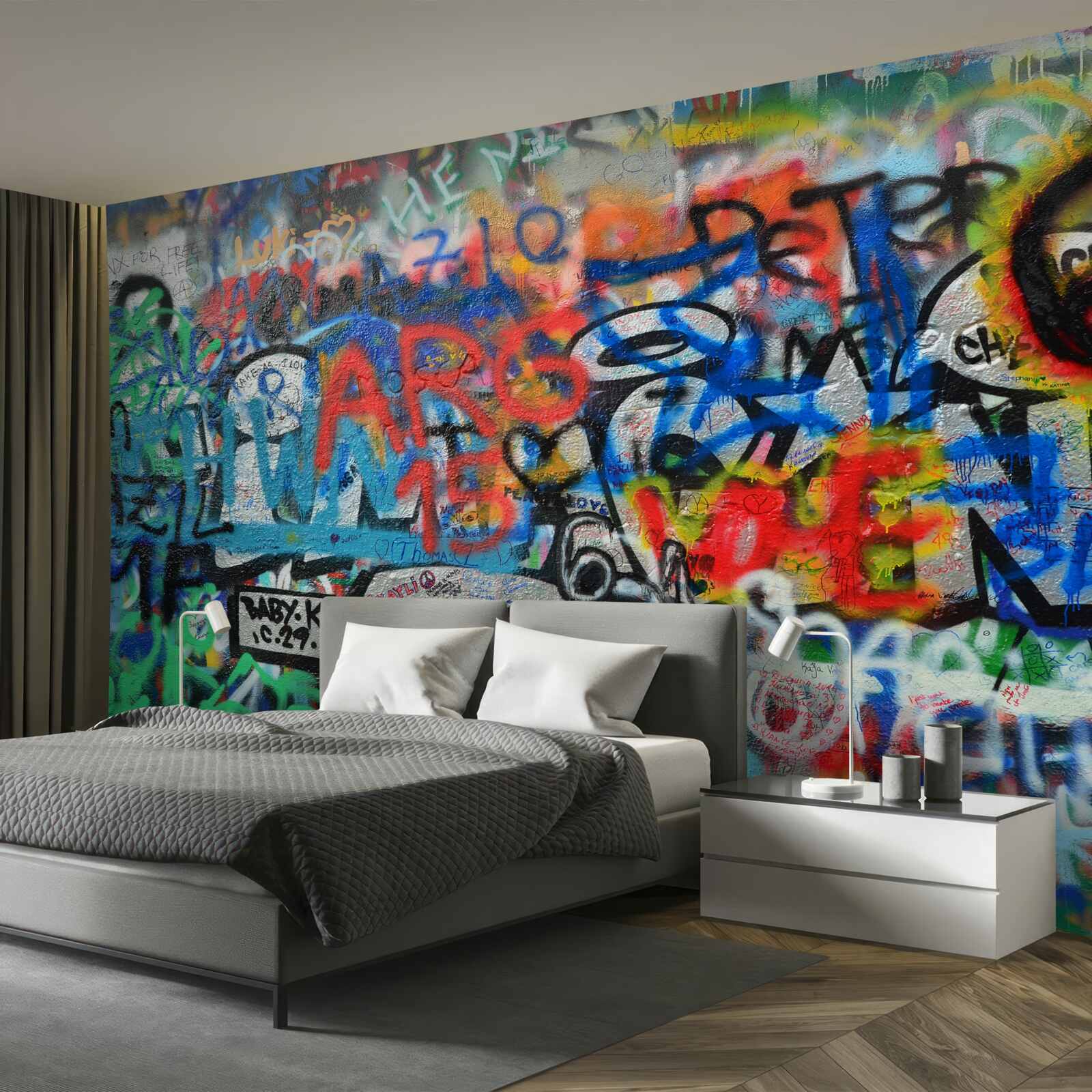 Papier peint Mur décoré de graffitis