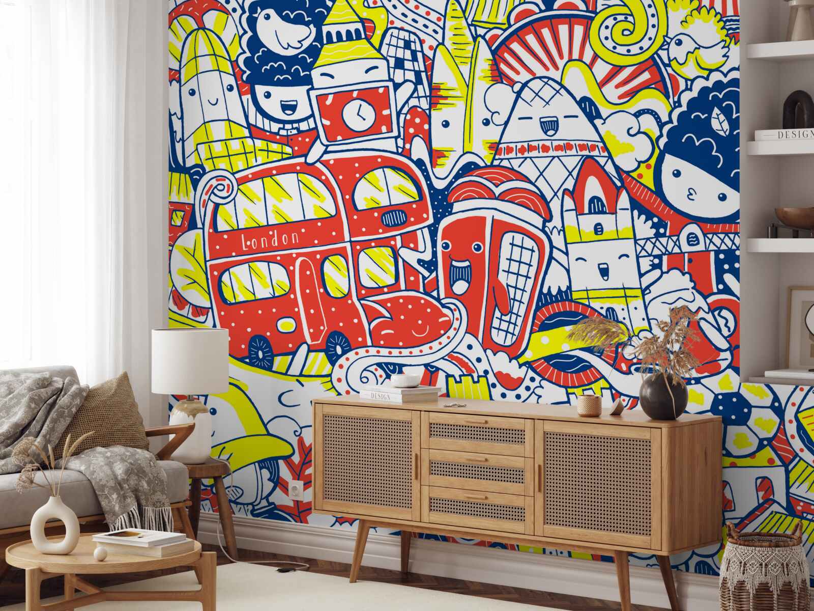 Papier peint graffiti lumineux sur le mur