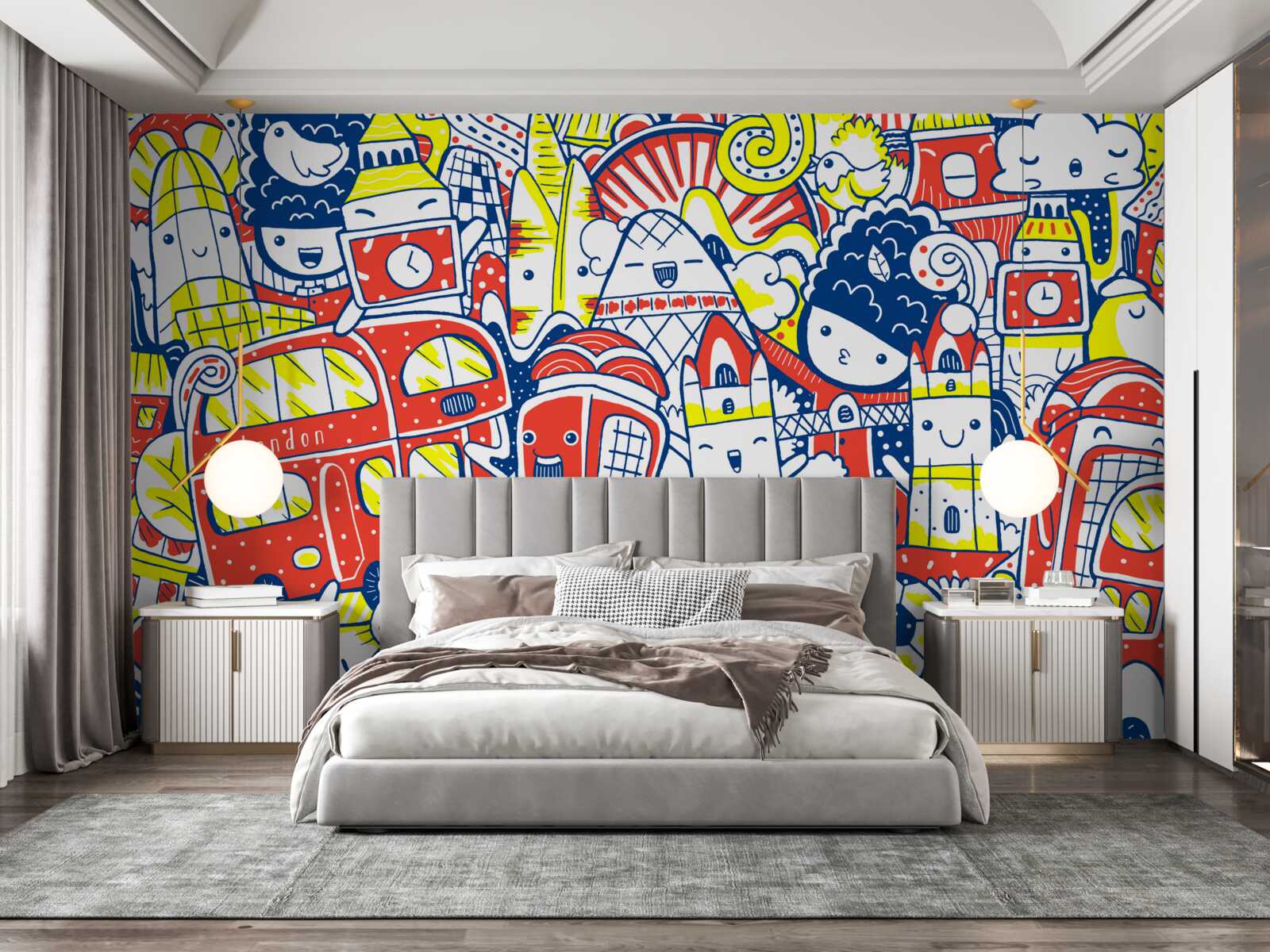 Papier peint graffiti lumineux sur le mur