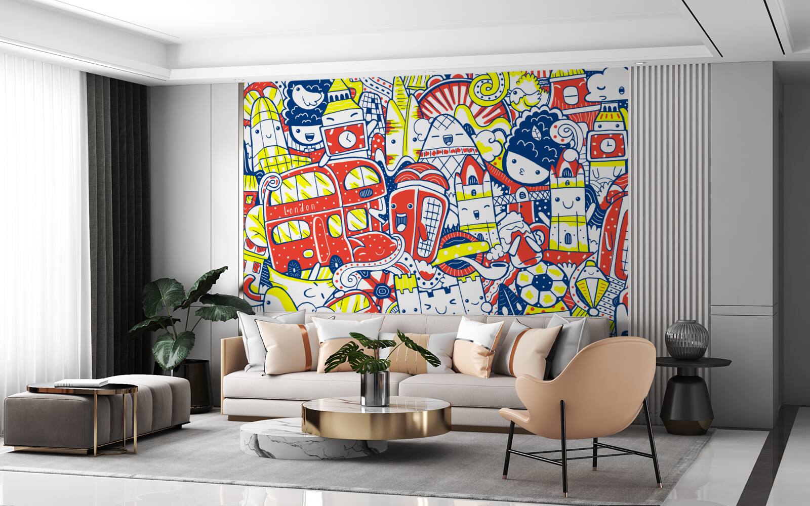 Papier peint graffiti lumineux sur le mur
