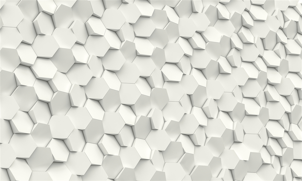 Papier peint hexagones blancs et gris avec volume