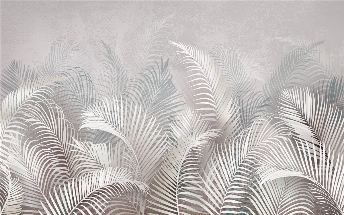 Papier peint feuilles de palmier dans la brume