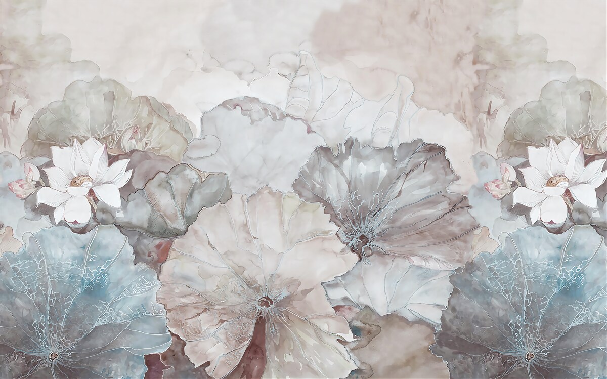Papier peint feuilles sous les tropiques sous la pluie