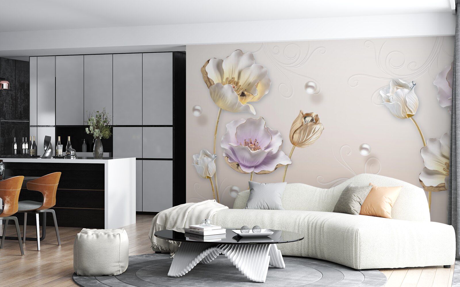 Papier peint des bourgeons fins sur un dos souple