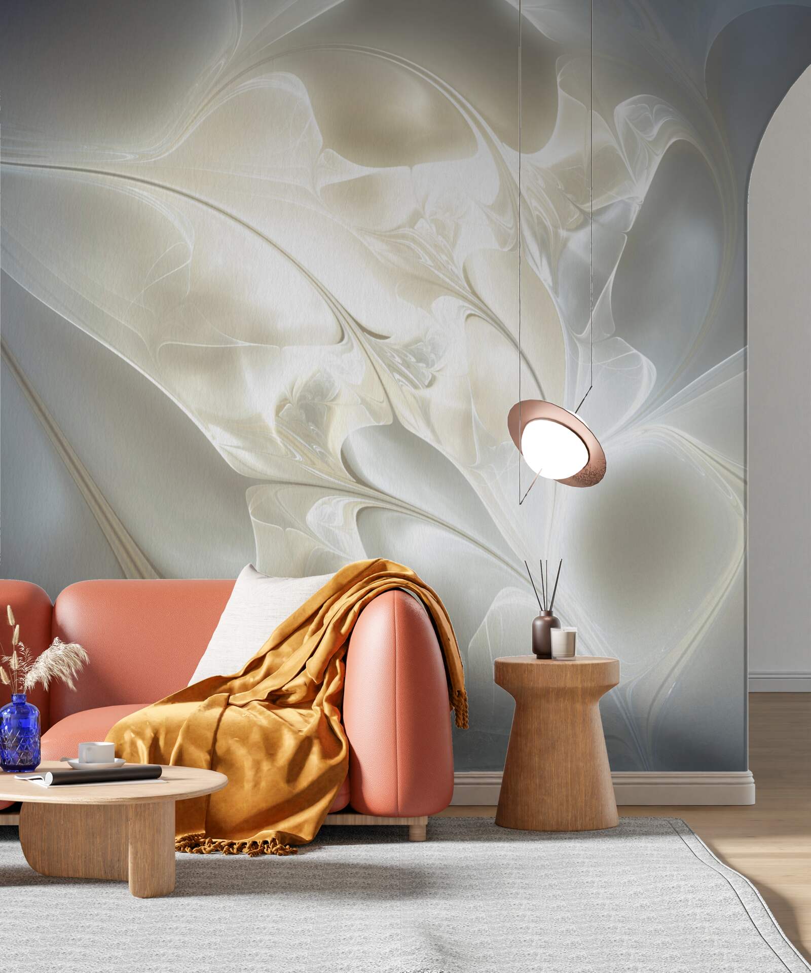 Papier peint feuilles d'argent à l'aube