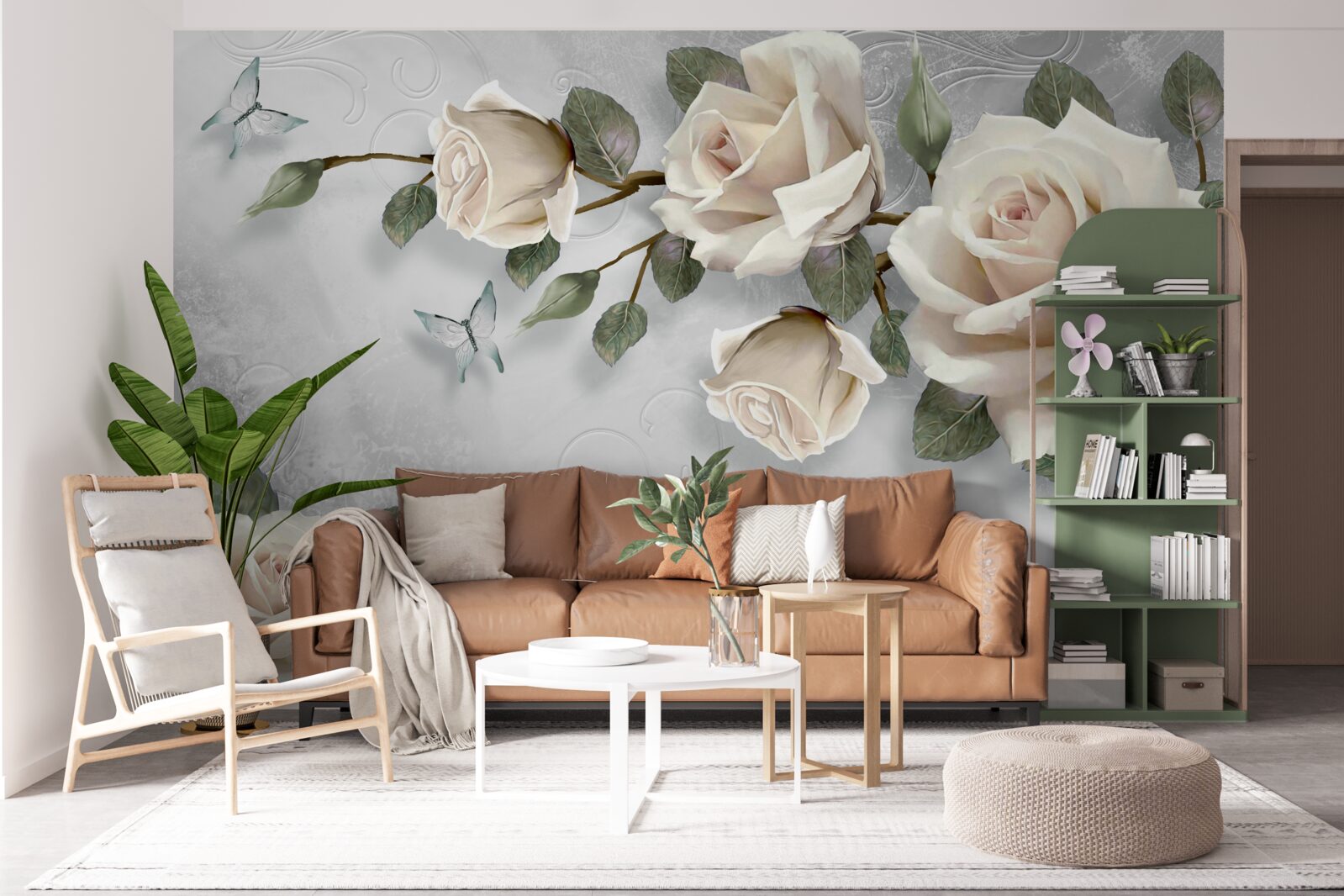 Papier peint les branches d'une rose délicatement fleurie