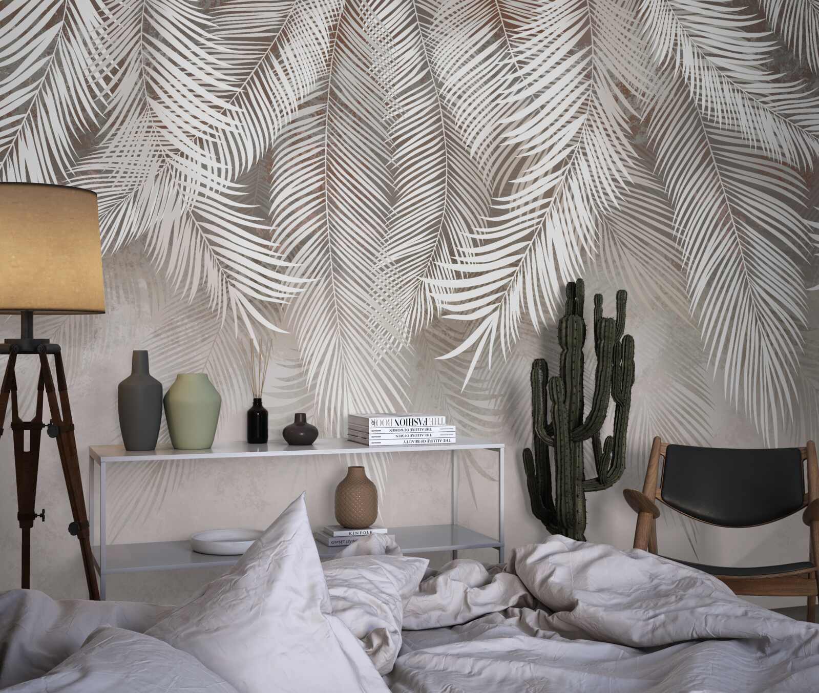 Papier peint les feuilles de palmier sont suspendues