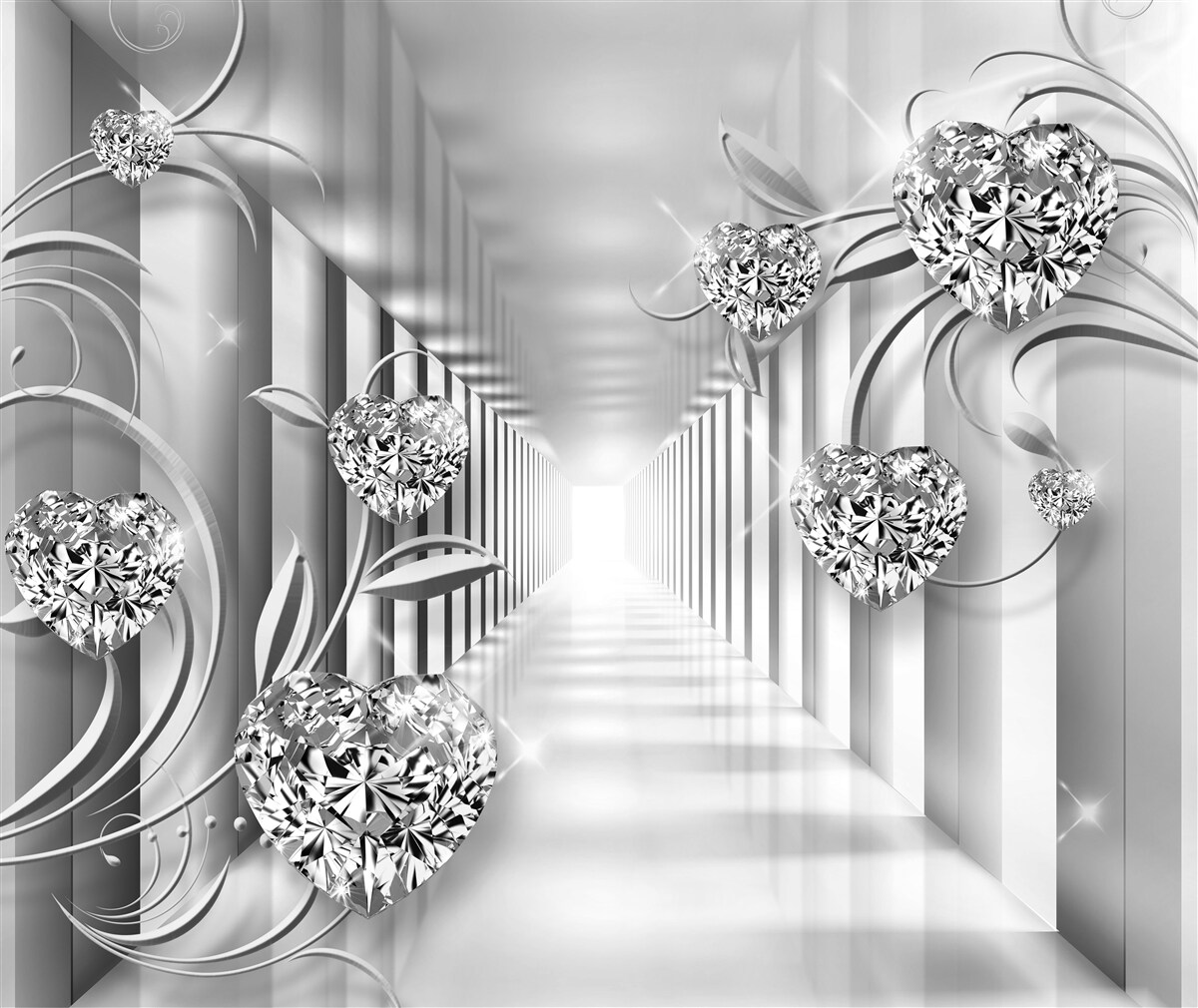 Papier peint décorations en argent et colonnade