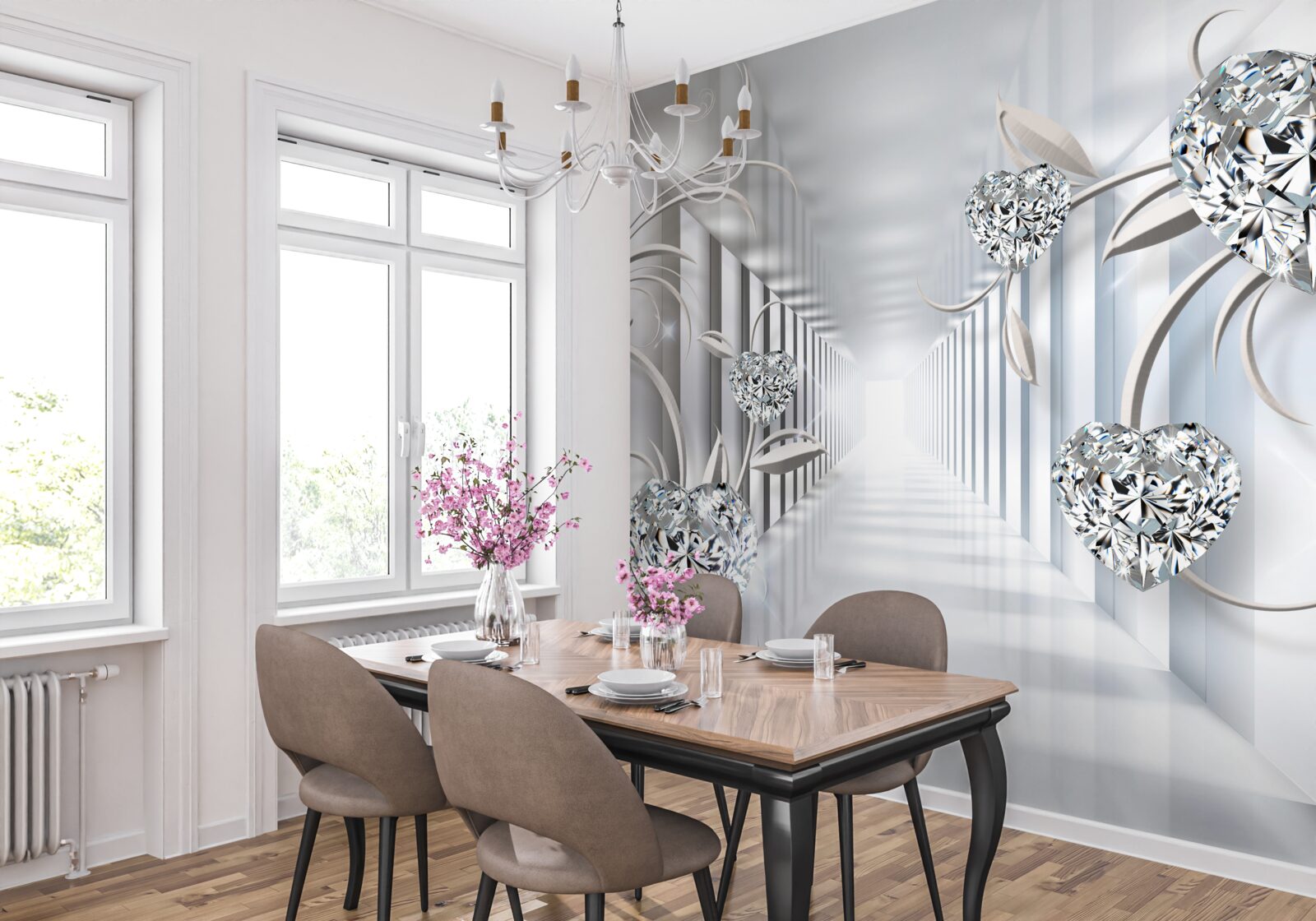 Papier peint décorations dorées dans le couloir sans fin