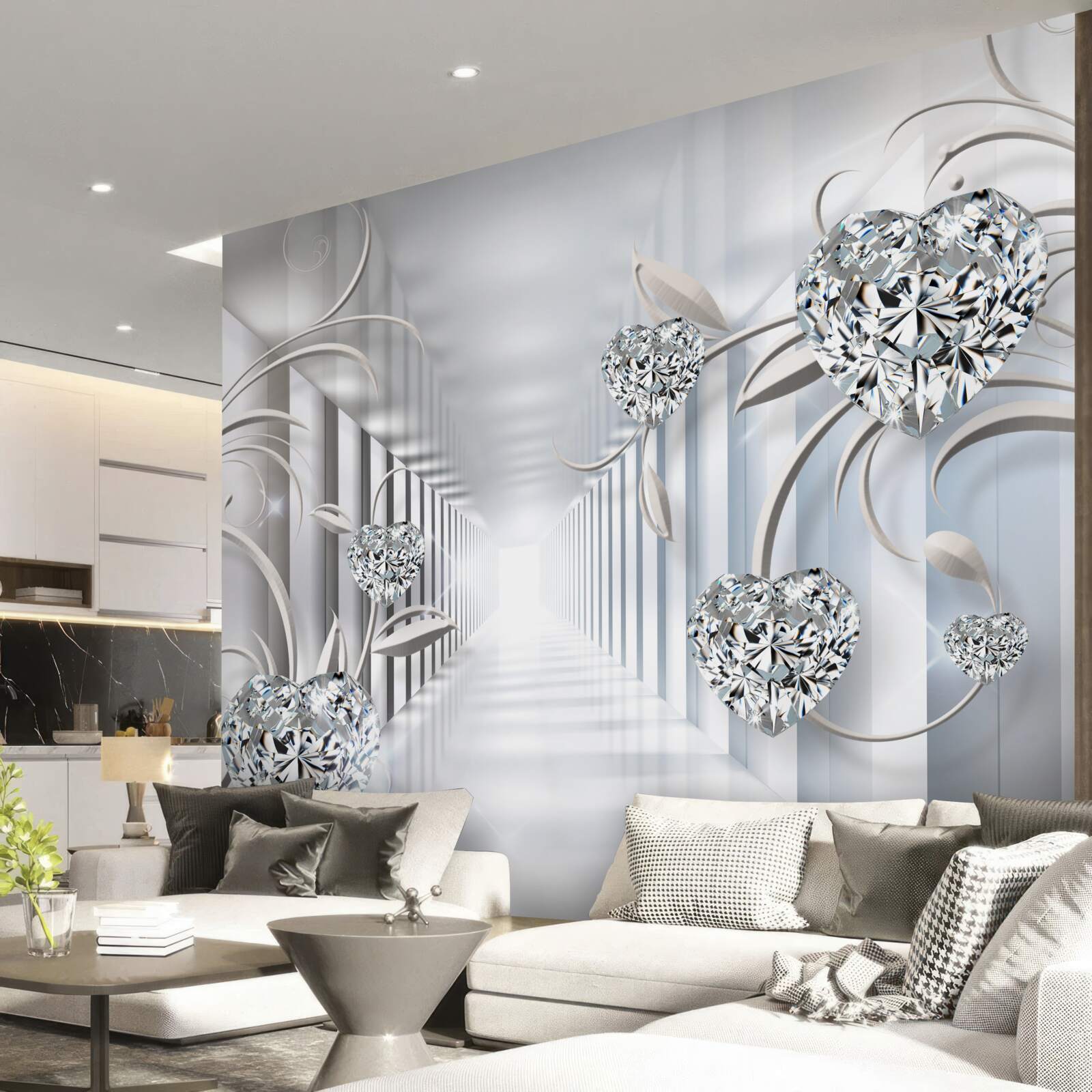 Papier peint décorations dorées dans le couloir sans fin