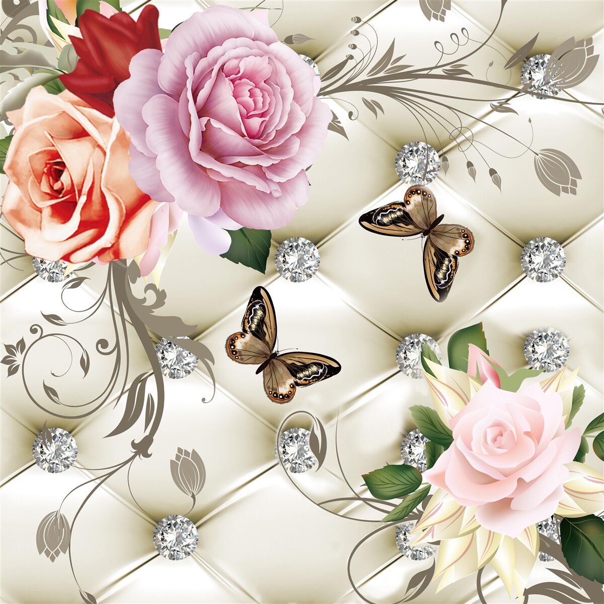 Papier peint combinaison de couleurs vives et de papillons