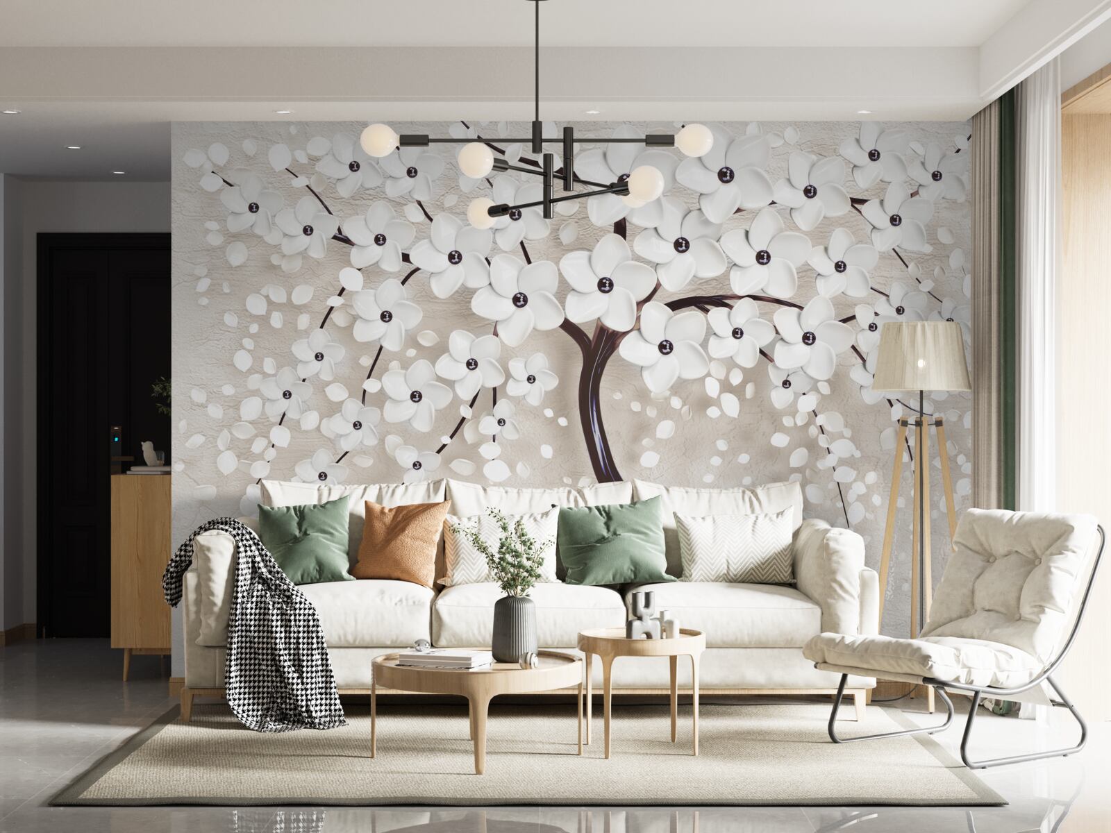 Papier peint magnifique arbre blanc en pleine floraison