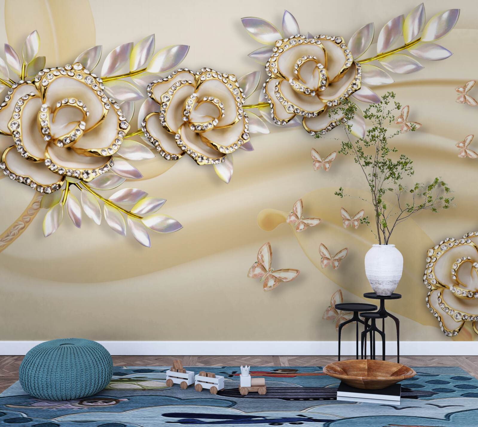 Papier peint fleurs épanouies sur les branches