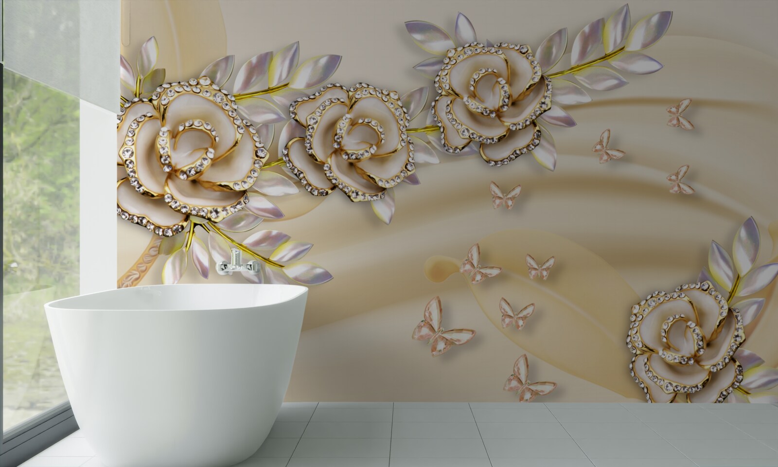 Papier peint fleurs épanouies sur les branches