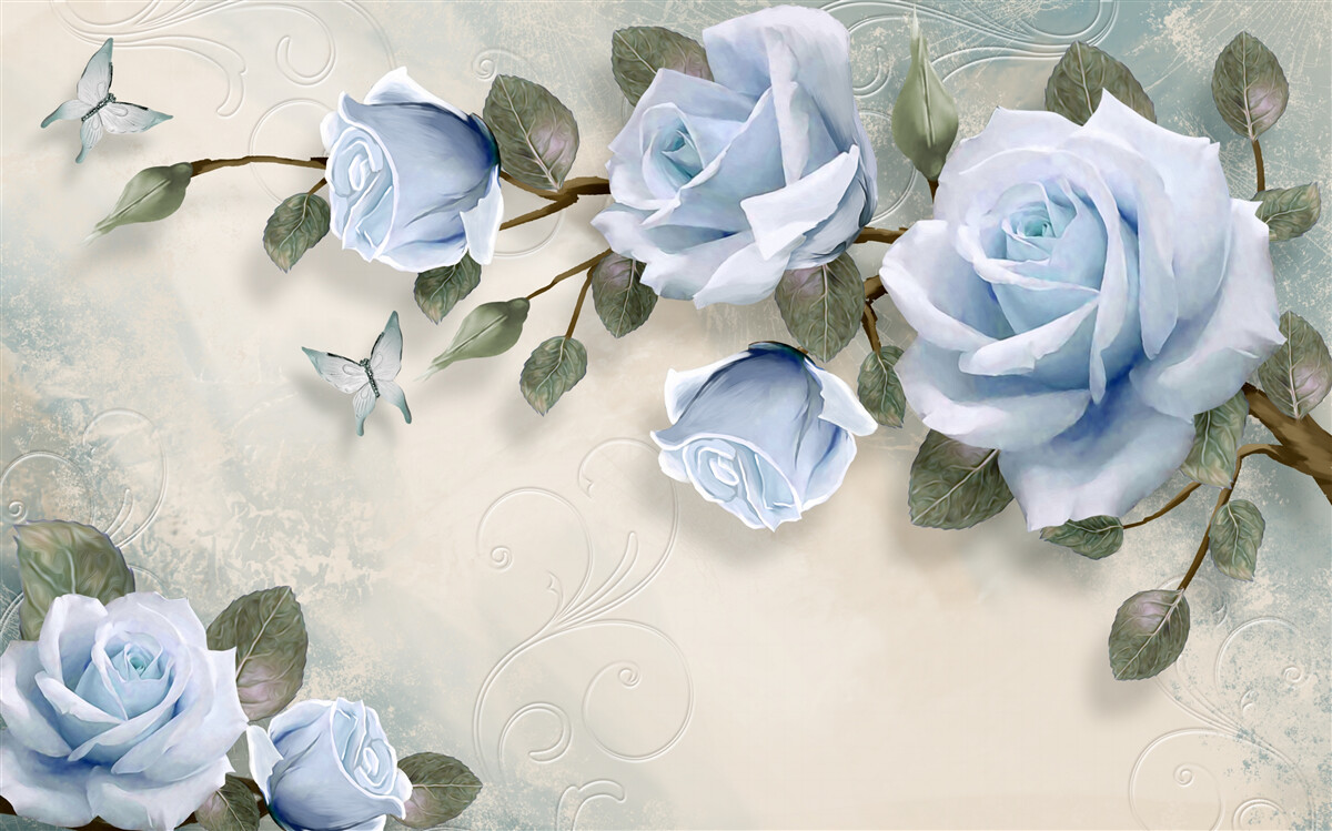 Papier peint bourgeons gracieux d'une rose lumineuse sur une tige