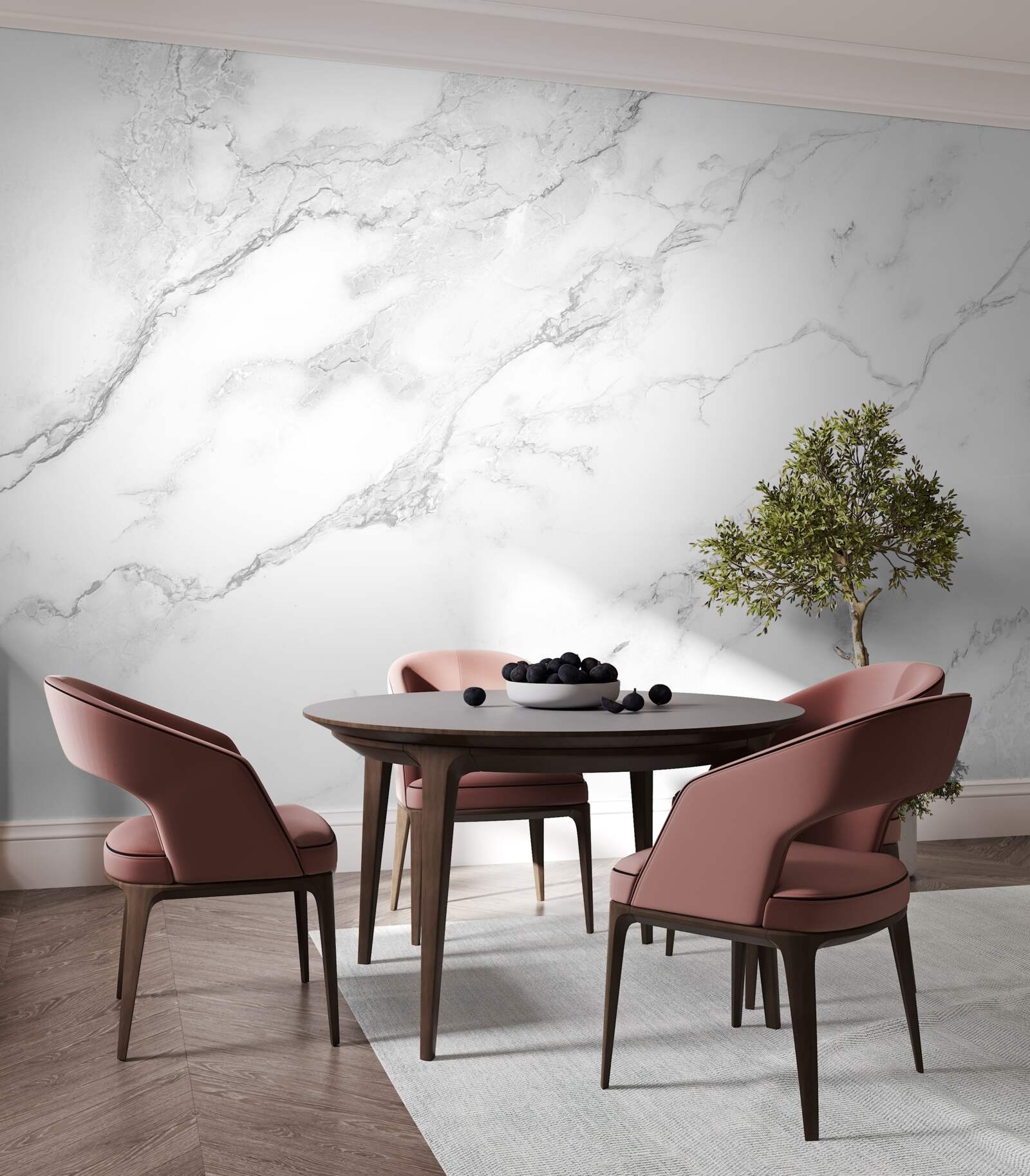 Papier peint marbre blanc avec motifs