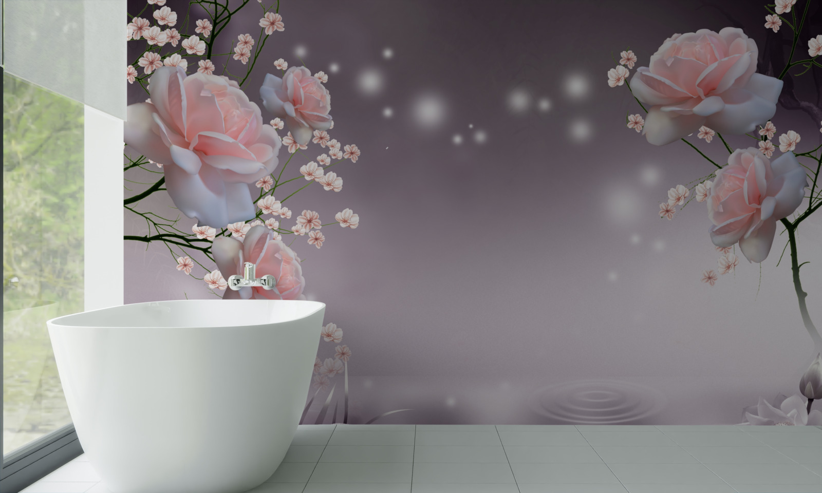 Papier peint des fleurs rose vif sont représentées sur un fond abstrait