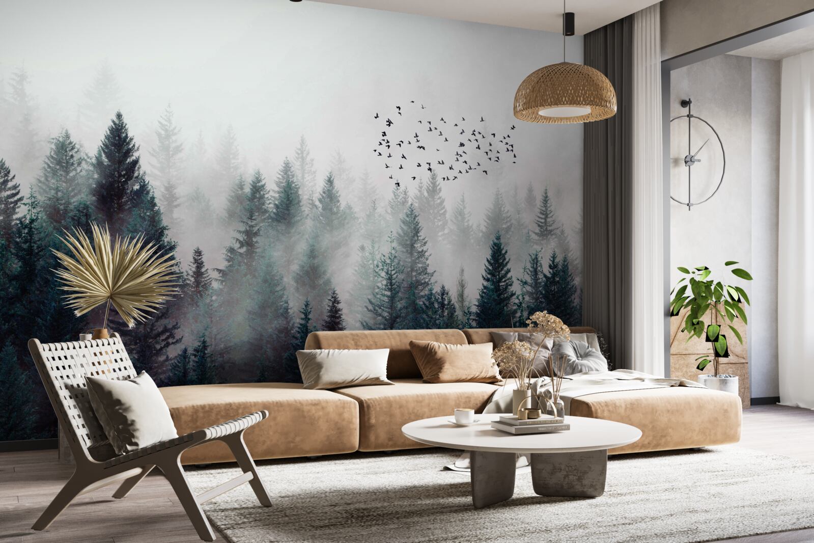 Papier peint l'obscurité épaisse et les oiseaux