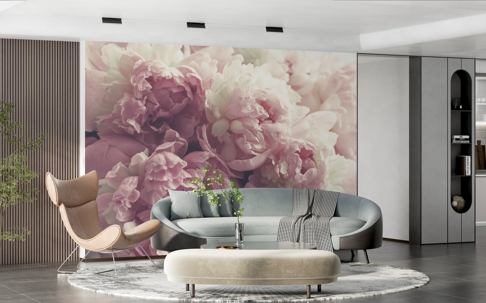 Papier peint grandes pivoines roses