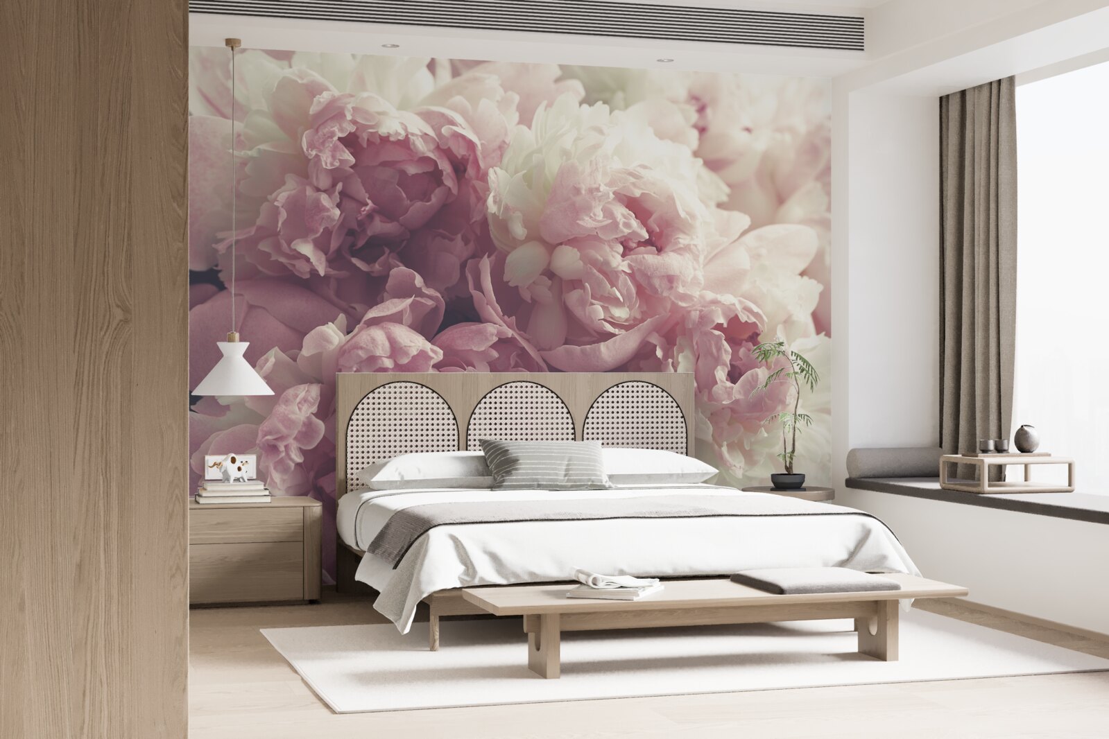 Papier peint grandes pivoines roses