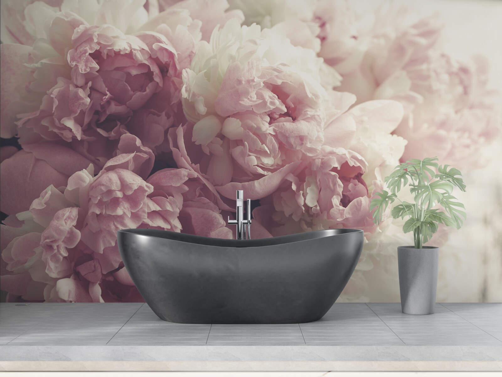 Papier peint grandes pivoines roses