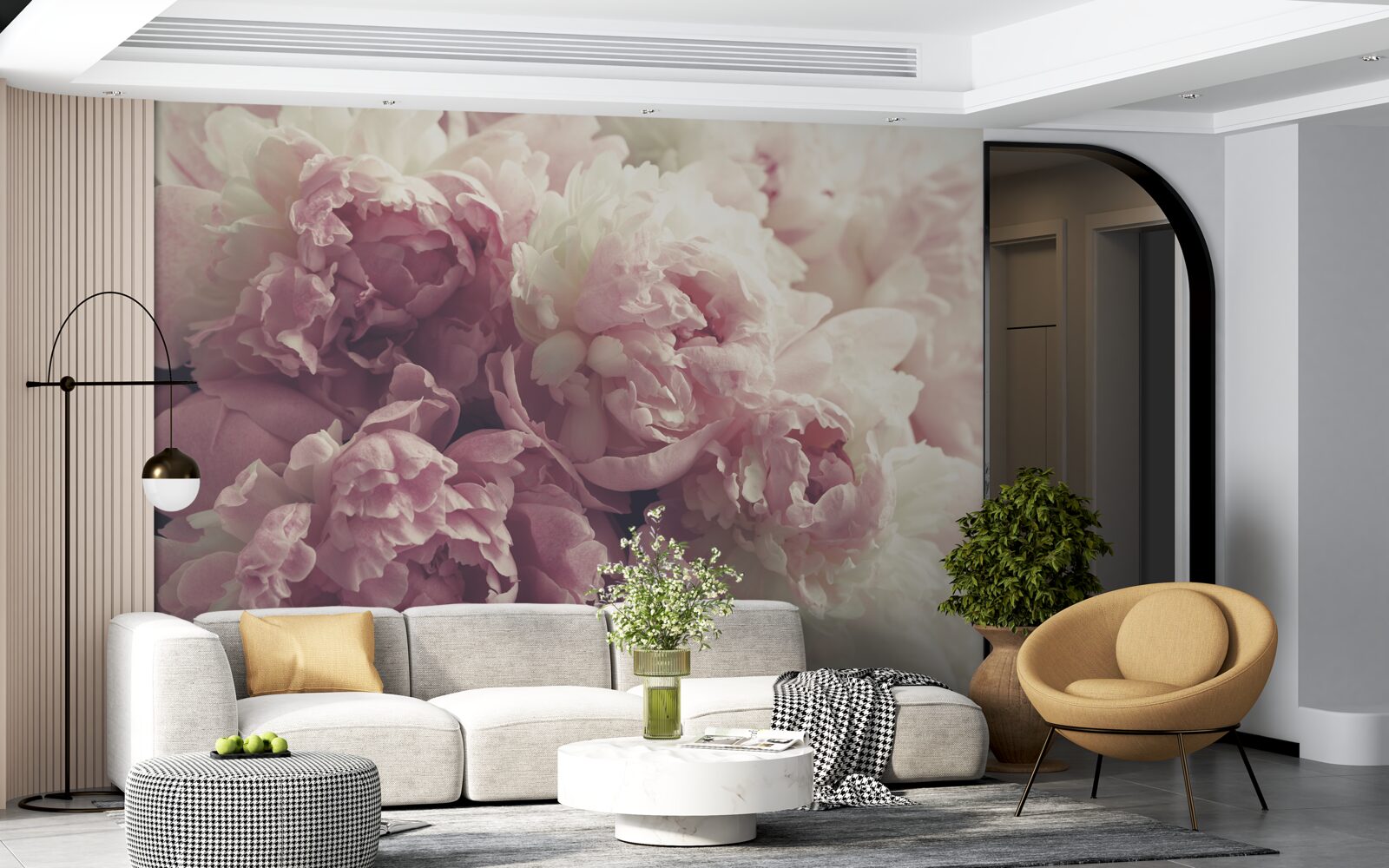 Papier peint grandes pivoines roses