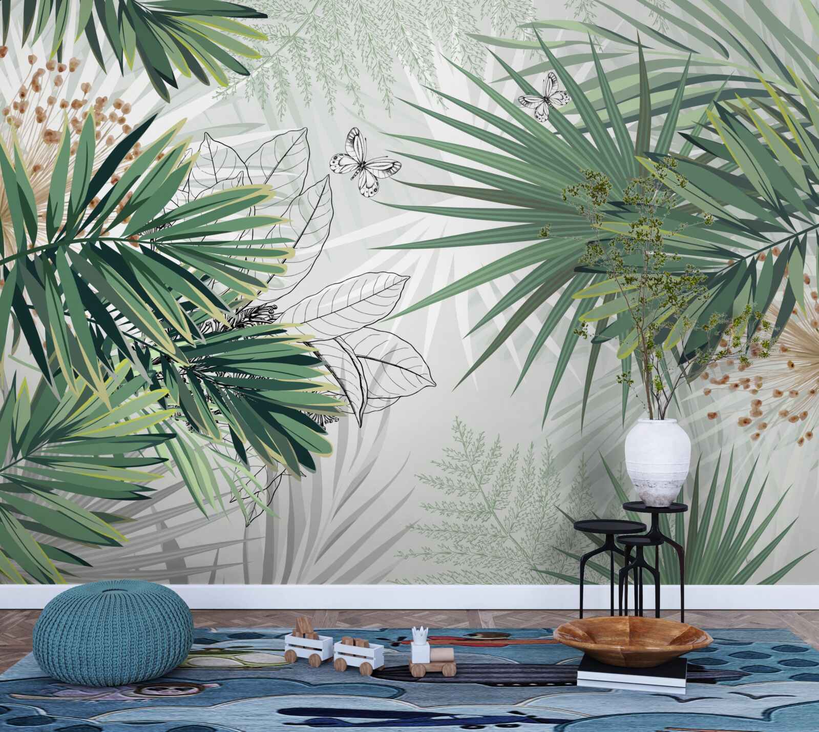 Papier peint de grandes branches avec des feuilles vertes