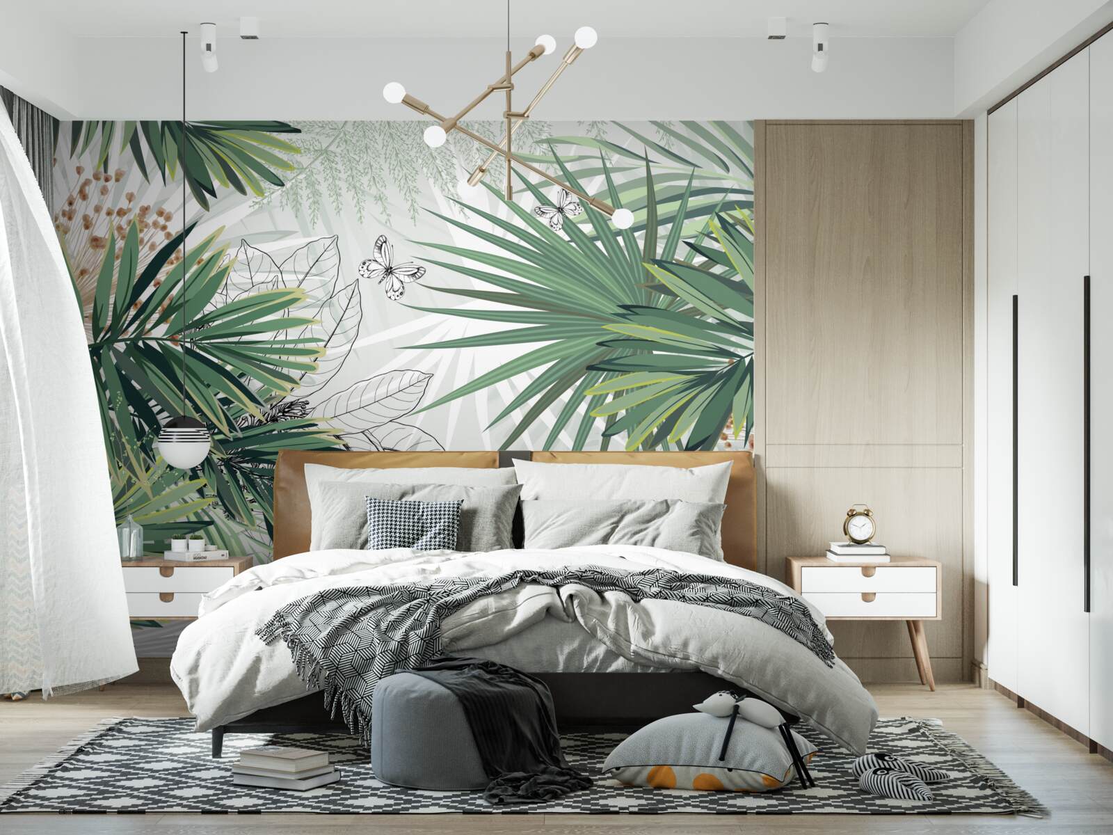 Papier peint de grandes branches avec des feuilles vertes