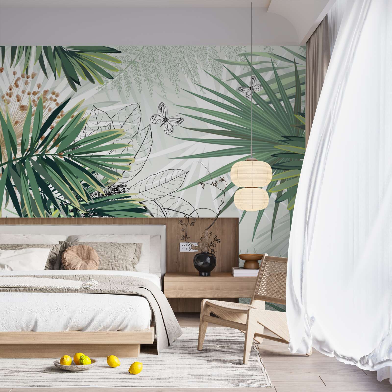 Papier peint de grandes branches avec des feuilles vertes