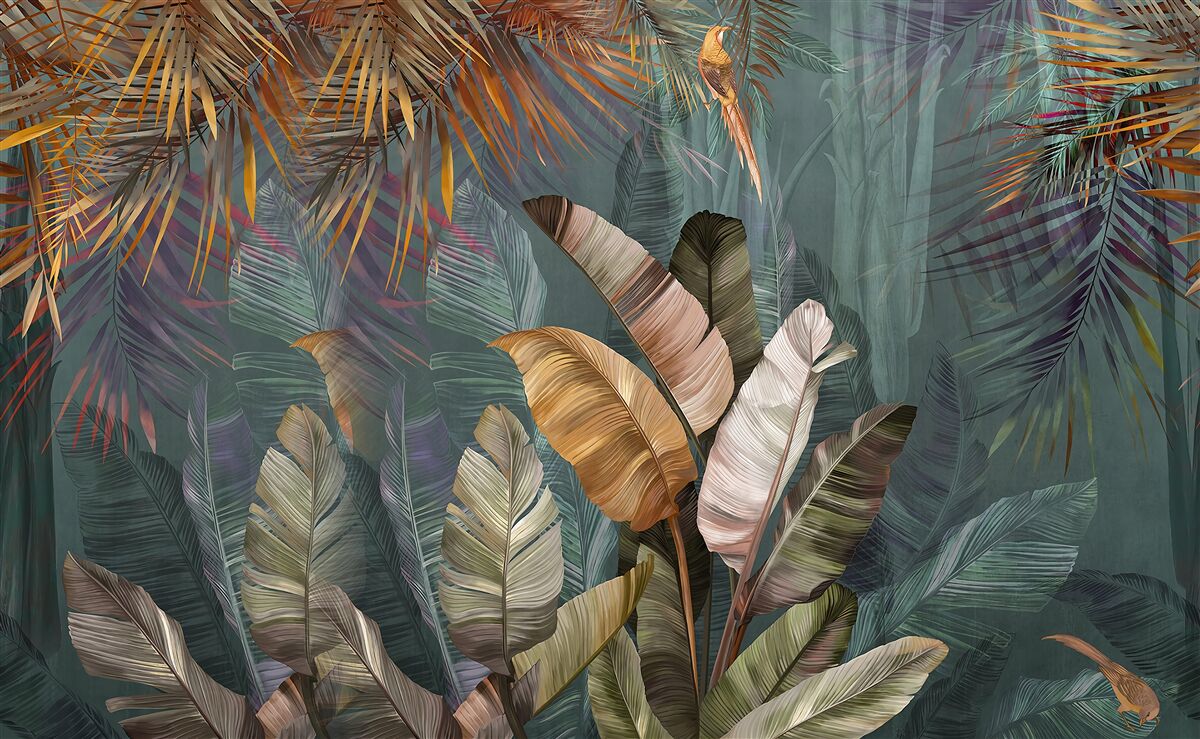 Papier peint feuilles tropicales géantes
